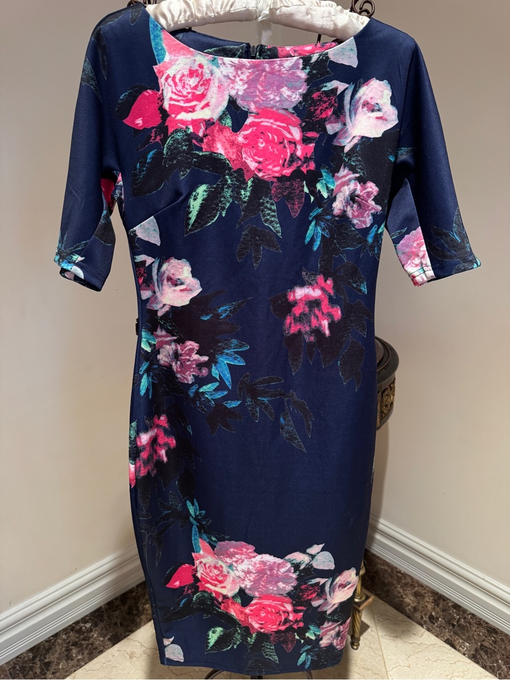 AX Paris Navy & Rose Floral Midi Dress